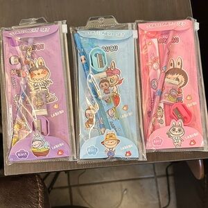 Kids Monster Stationery Set - Blue, Pink, Purple